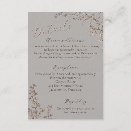 素朴エレガント結婚野の花 エンクロージャーカード (正面)