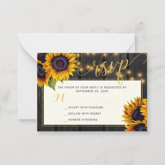 素朴エレガント結婚RSVPエンクロージャ ノートカード (正面)