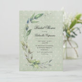 素朴エレガント緑葉ブライダルシャワー 招待状 (スタンド正面)