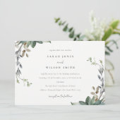 素朴エレガント緑葉水結婚色 招待状 (スタンド正面)