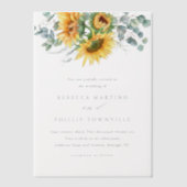 素朴エレガント花ユーカリ結婚ス ベラム紙招待状 (正面)