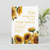 素朴エレガント花70誕生日 招待状 (スタンド正面)