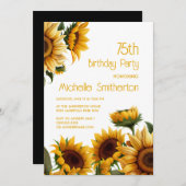 素朴エレガント花75誕生日 招待状 (正面/裏面)