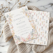 素朴エレガント草地フローラ結婚リース 招待状