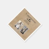 素朴エレガント金ゴールドオーナメント2写真卒業 スタンダードカクテルナプキン (角)