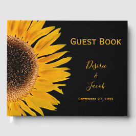 素朴エレガント黄色ひまわり結婚の ゲストブック
