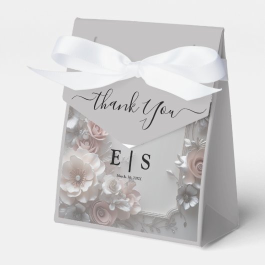 素朴エレガント3Dフローラ結婚 フェイバーボックス (正面サイド)