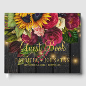 素朴エレガント・ウッド・バ結婚ルガンディ ゲストブック (正面)