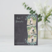 素朴エレガントChalkboard写真結婚の感謝 ポストカード (スタンド正面)