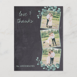 素朴エレガントChalkboard写真結婚の感謝 ポストカード