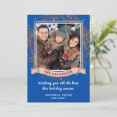 素朴エレガントChristmas Family Photo シーズンカード (スタンド正面)