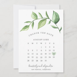 素朴エレガントGreenery Calendar日付の変更 案内状