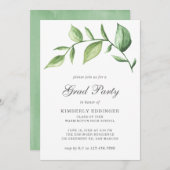 素朴エレガントGreenery Sprig卒業党 招待状 (正面/裏面)