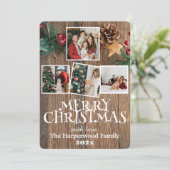 素朴エレガントJoy Christmas Family Photo Collage シーズンカード (スタンド正面)