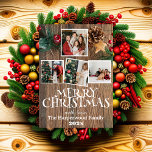 素朴エレガントJoy Christmas Family Photo Collage シーズンカード<br><div class="desc">素朴エレガントJoy Christmas Family Photo Collage</div>