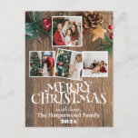 素朴エレガントJoy Christmas Family Photo Collage シーズンポストカード<br><div class="desc">素朴エレガントJoy Christmas Family Photo Collage</div>