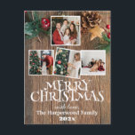 素朴エレガントJoy Christmas Family Photo Collage シーズンポストカード<br><div class="desc">素朴エレガントJoy Christmas Family Photo Collage</div>