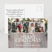 素朴エレガントJoy Christmas Family Photo Collage シーズンポストカード (正面/裏面)