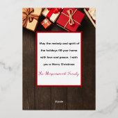 素朴エレガントJoy Christmas Family Photo Collage 箔シーズンカード (裏面)