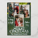 素朴エレガントJoy Christmas Family Photo Collage 箔シーズンカード<br><div class="desc">素朴エレガントJoy Christmas Family Photo Collage</div>