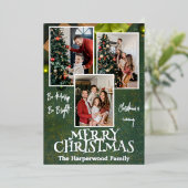 素朴エレガントJoy Christmas Family Photo Collage 箔シーズンカード (立ち正面)