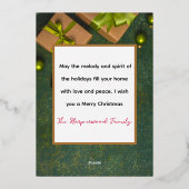 素朴エレガントJoy Christmas Family Photo Collage 箔シーズンカード (裏面)