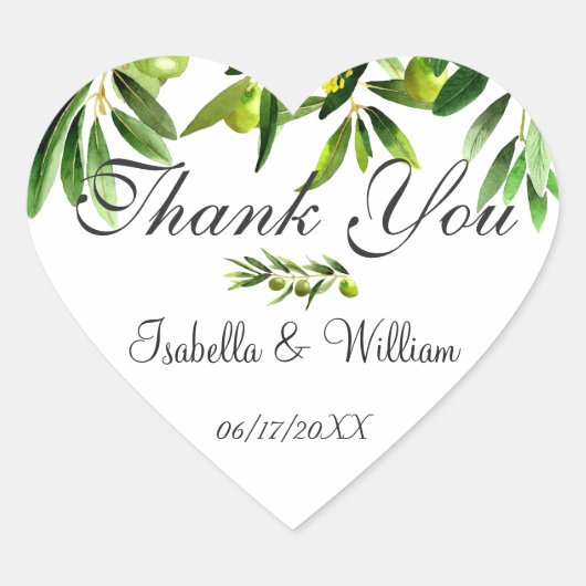 素朴エレガントOlive Boho Summer 結婚's Thank You ハートシール (正面)