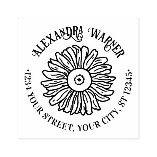 素朴エレガントSunflower #1 Name差出人住所 ラバースタンプ (インプリント)