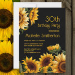 素朴エレガントSunflowers Black 30th Birthday 招待状<br><div class="desc">黒素朴い背景に黄色いエレガントひまわりの花が咲く30歳の誕生日パーティの招待状。お客様連絡のカスタマイズに関するサポートを受けたり、お客様のお祝いに対してZazzle製品の追加のマッチングまたは調整を要求したりするために</div>
