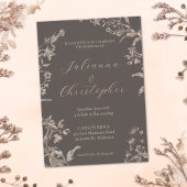 素朴エレガントWildflowersモカ結婚スクリプト 招待状