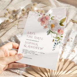 素朴エレガントWildflowers Wedding Save the Date 招待状