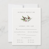 素朴オリーブブランチ結婚リーフのダイエットRSVP 出欠カード (正面)
