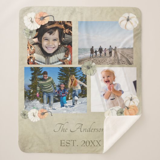 素朴オレンジカボチャパーソナライズされた シェルパブランケット (正面)