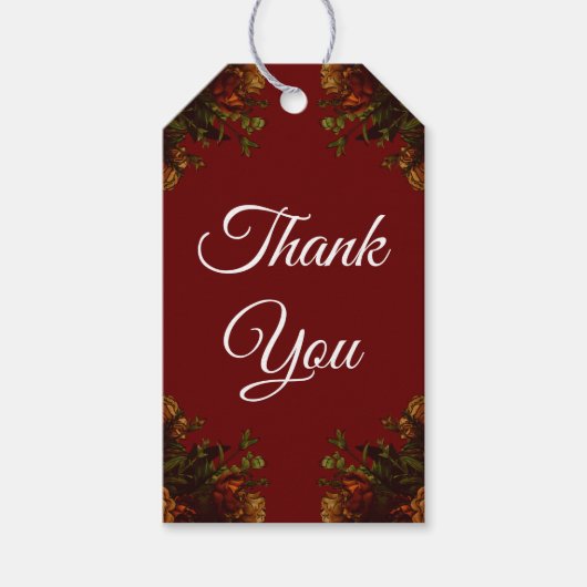 素朴オレンジレッド秋エレガントゴシック結婚ズ ギフトタグ (正面)