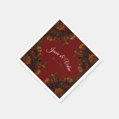 素朴オレンジレッド秋エレガントゴシック結婚ズ スタンダードカクテルナプキン (角)