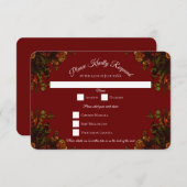 素朴オレンジレッド秋エレガントゴシック結婚ズ 招待状 (正面/裏面)