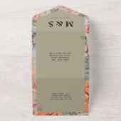 素朴オレンジ色の水の色結婚フローラ オールインワン招待状 (外側)