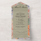 素朴オレンジ色の水の色結婚フローラ オールインワン招待状 (内側)