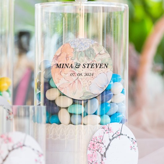 素朴オレンジ色の水の色結婚フローラ ラウンドシール