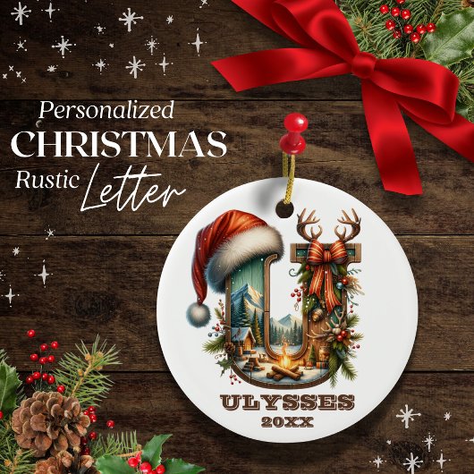 素朴カスタマイズ可能なクリスマスレターU セラミックオーナメント