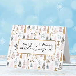 素朴カスタムウィンターツリーズホリデーサンキューカード サンキューカード