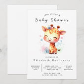 素朴カスタムキリン赤ちゃんシャワー 招待状 (正面/裏面)