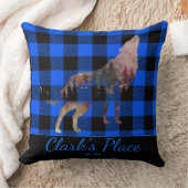 素朴カスタムブルーバッファロープレイドウルフワイルドネス クッション (ブランケット)