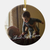 素朴カスタム写真ニューグランドパ1stクリスマス セラミックオーナメント (正面)