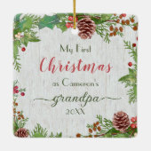 素朴カスタム写真ニューグランドパ1stクリスマス セラミックオーナメント (裏面)