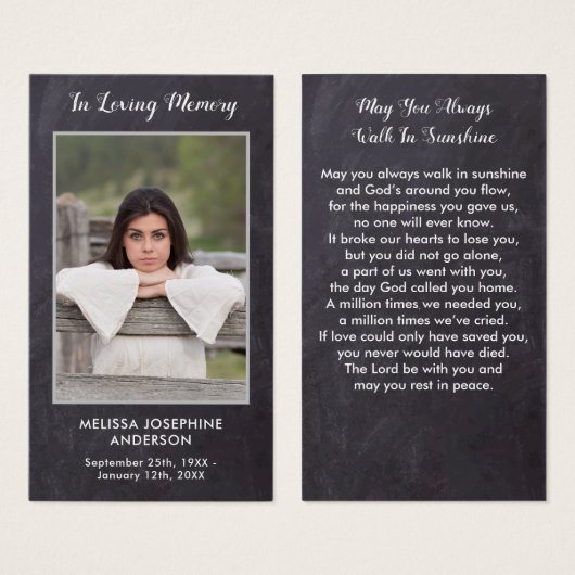 素朴カスタム写真悔やみや弔慰葬儀祈りの言葉カード (正面&裏面)