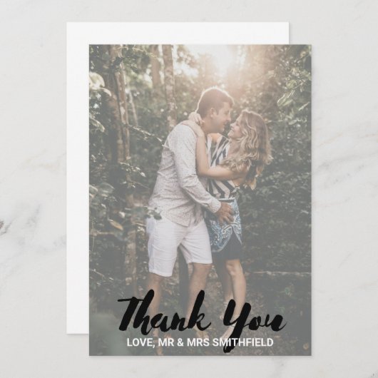 素朴カスタム写真結婚のサンキューカード セーブザデート (正面/裏面)