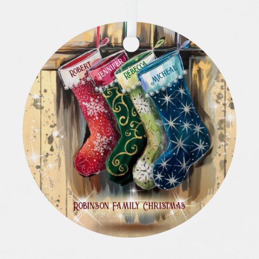 素朴カスタム家族の名前 メタルオーナメント (正面)