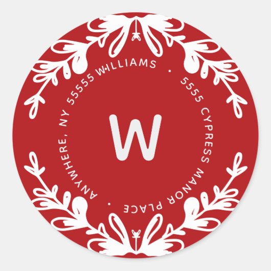 素朴カスタム差出人住所ラベル ラウンドシール (正面)