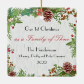 素朴カスタム3クリスマスの写真家生まれたばかりの セラミックオーナメント (裏面)